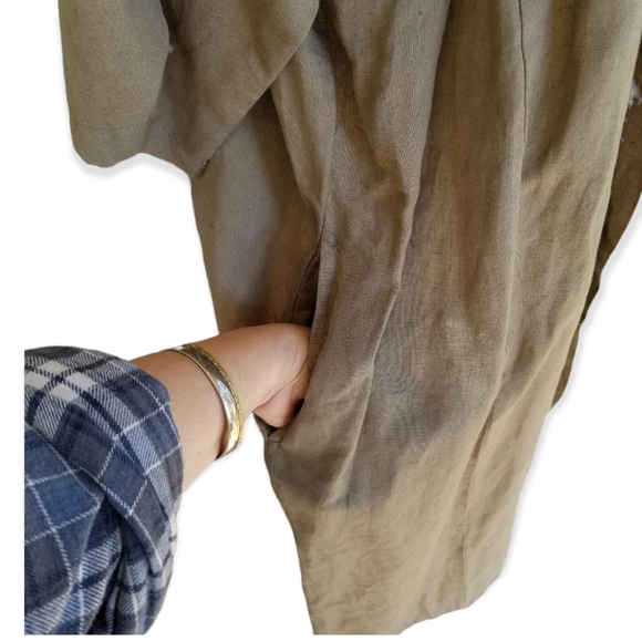 NWT Open-front linen duster jacket in Olive green, with pockets sz 2X - Picture 4 of 8